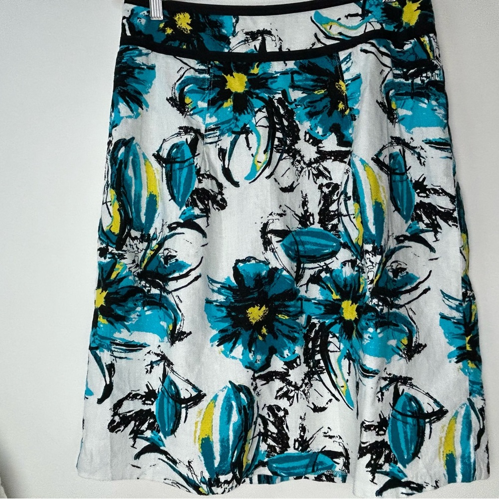 Cato Black‎ White Blue Hawaiian Floral Pencil Skirt Size 10